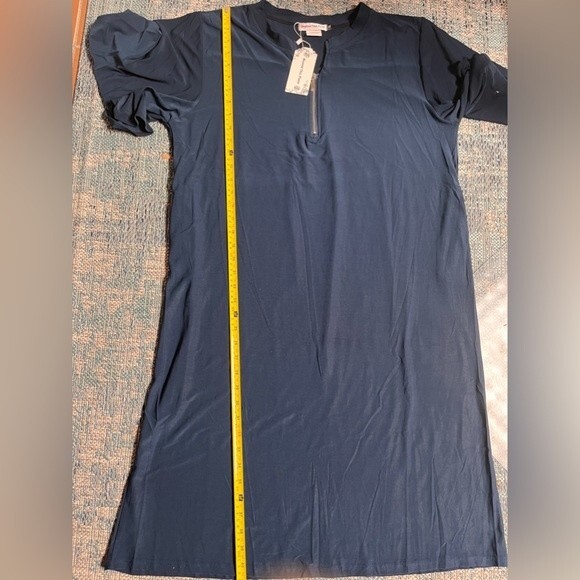 Beyond This Plane Blue Zip-Front Shift Dress NWT - Picture 7 of 10